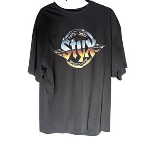 STYX World Tour T- Shirt Black Mens Size XL Tee Band EST. 1972 Y2K Concert